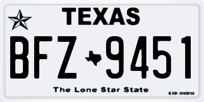 TX license plate BFZ9451