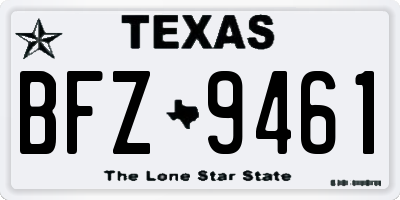 TX license plate BFZ9461