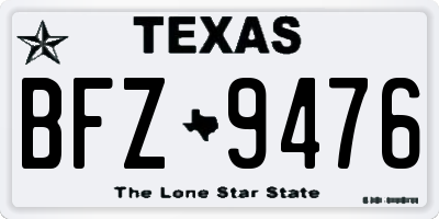TX license plate BFZ9476