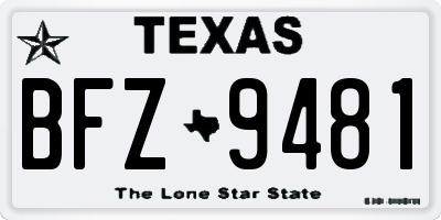 TX license plate BFZ9481