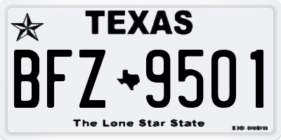 TX license plate BFZ9501
