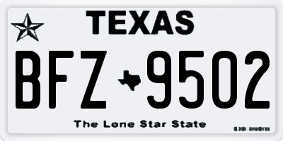 TX license plate BFZ9502