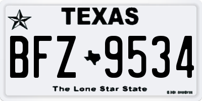 TX license plate BFZ9534
