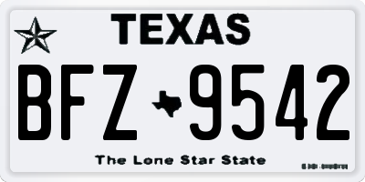 TX license plate BFZ9542