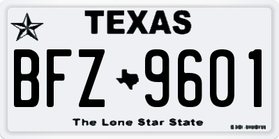 TX license plate BFZ9601
