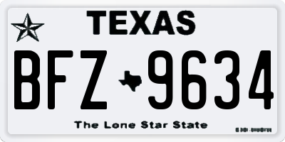 TX license plate BFZ9634