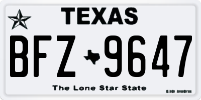 TX license plate BFZ9647