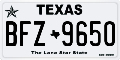 TX license plate BFZ9650