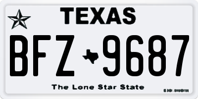 TX license plate BFZ9687