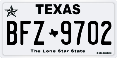 TX license plate BFZ9702