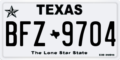 TX license plate BFZ9704
