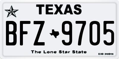 TX license plate BFZ9705