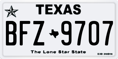 TX license plate BFZ9707