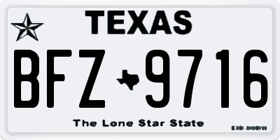 TX license plate BFZ9716