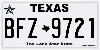 TX license plate BFZ9721