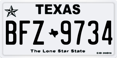 TX license plate BFZ9734