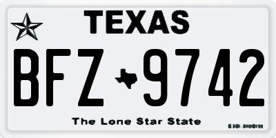 TX license plate BFZ9742