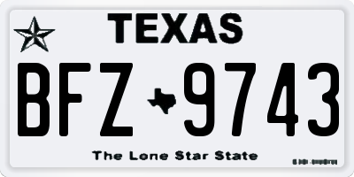 TX license plate BFZ9743