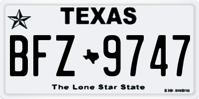 TX license plate BFZ9747