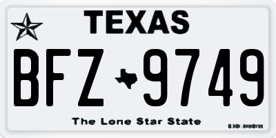 TX license plate BFZ9749
