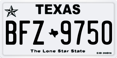 TX license plate BFZ9750