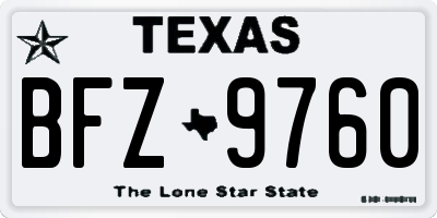 TX license plate BFZ9760
