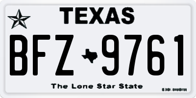 TX license plate BFZ9761