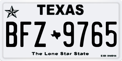 TX license plate BFZ9765