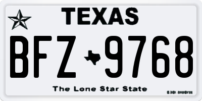 TX license plate BFZ9768