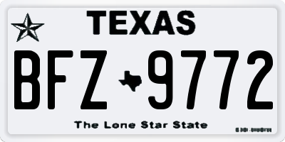 TX license plate BFZ9772