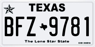 TX license plate BFZ9781