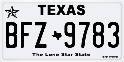 TX license plate BFZ9783