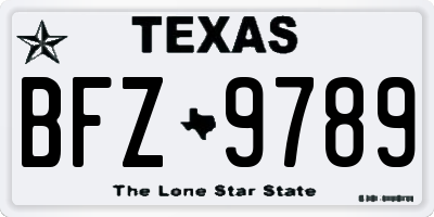 TX license plate BFZ9789