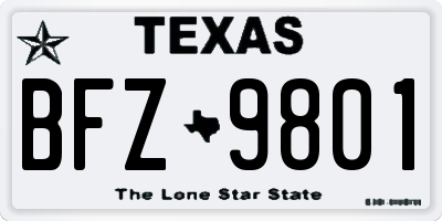 TX license plate BFZ9801