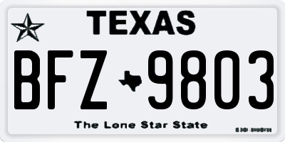 TX license plate BFZ9803
