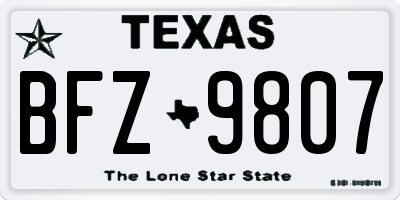 TX license plate BFZ9807