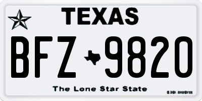 TX license plate BFZ9820