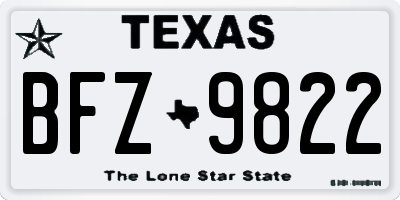 TX license plate BFZ9822