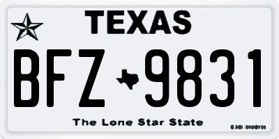 TX license plate BFZ9831