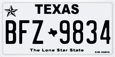 TX license plate BFZ9834