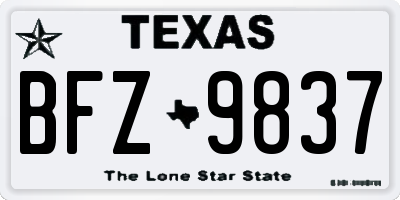 TX license plate BFZ9837