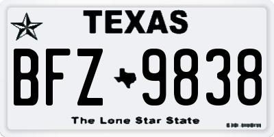 TX license plate BFZ9838