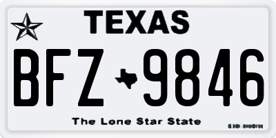 TX license plate BFZ9846