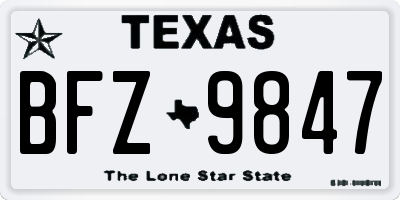 TX license plate BFZ9847