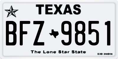 TX license plate BFZ9851