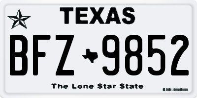 TX license plate BFZ9852