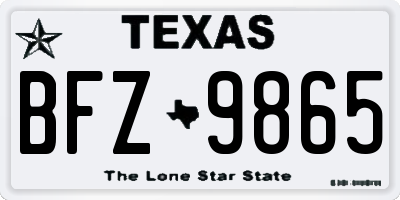 TX license plate BFZ9865