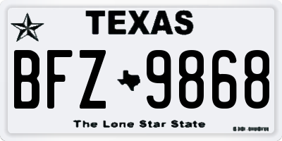 TX license plate BFZ9868