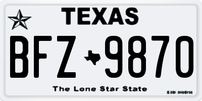 TX license plate BFZ9870
