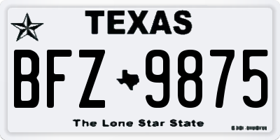 TX license plate BFZ9875